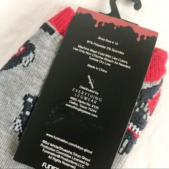 NEW Tokyo Ghoul Kaneki Ghoul Mask No-Show Socks Shoe Adult Size 4-10 - Picture 4 of 5